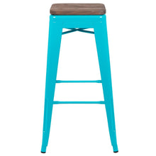 Load image into Gallery viewer, Set of 4 Modern Industrial Metal Stools in Teal