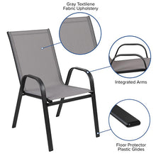 Load image into Gallery viewer, 4 Pack Gray Outdoor Stack Chair with Flex Comfort Material and Metal Frame