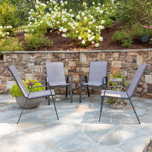 Load image into Gallery viewer, 4 Pack Gray Outdoor Stack Chair with Flex Comfort Material and Metal Frame