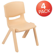 Load image into Gallery viewer, 4 Pack Natural Plastic Stackable School Chair with 12'' Seat Height