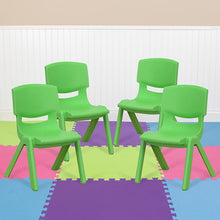 Load image into Gallery viewer, 4 Pack Green Plastic Stackable School Chair with 10.5'' Seat Height