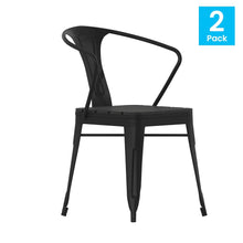 Load image into Gallery viewer, Indoor/Outdoor Black Stacking Arm Chair, Set of 2