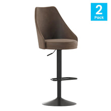 Load image into Gallery viewer, Set of 2 Barstools with Upholstered Tufted Seats and Pedestal Base, Brown