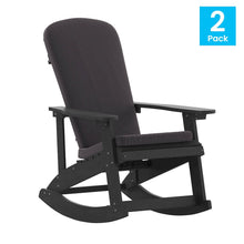 Load image into Gallery viewer, Set of 2 Adirondack Rocking Chairs in Black with Gray Cushions, Porch, and Patio