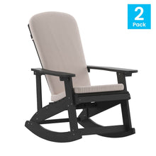 Load image into Gallery viewer, Set of 2 Adirondack Rocking Chairs in Black with Cream Cushions, Porch and Patio