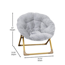 Load image into Gallery viewer, 23" Kids Cozy Mini Folding Saucer Chair, Moon Chair, Gray/Soft Gold