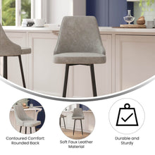 Load image into Gallery viewer, Set of 2 Bar Height Stools with Solid Black Metal Frames, Gray