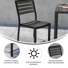 Load image into Gallery viewer, Outdoor Stackable Side Chair with Gray Wash Faux Teak Poly Slats, Set of 2