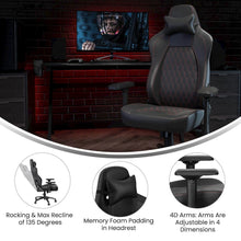Load image into Gallery viewer, High Back Gaming Chair with 4D Armrests, Black with Red Stitching