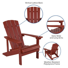 Load image into Gallery viewer, Set of 2 Adirondack Chairs in Red with Cream Cushions for Deck, Porch, and Patio