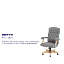 Load image into Gallery viewer, Gray Fabric Classic Executive Swivel Office Chair with Driftwood Arms and Base