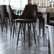 Load image into Gallery viewer, Set of 2 Bar Height Stools with Solid Black Metal Frames, Black