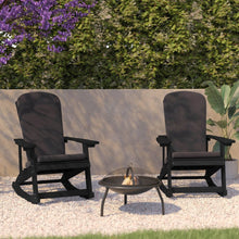 Load image into Gallery viewer, Set of 2 Adirondack Rocking Chairs in Black with Gray Cushions, Porch, and Patio