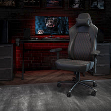 Load image into Gallery viewer, High Back Gaming Chair with 4D Armrests, Black with Red Stitching