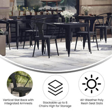 Load image into Gallery viewer, Indoor/Outdoor Black Stacking Arm Chair, Set of 2
