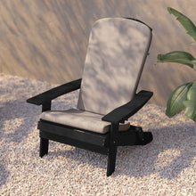 Load image into Gallery viewer, Set of 2Folding Adirondack Chairs in Black with Cream Cushions, Porch, and Patio
