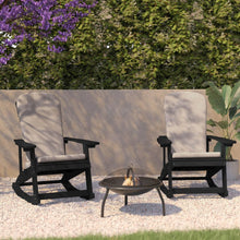 Load image into Gallery viewer, Set of 2 Adirondack Rocking Chairs in Black with Cream Cushions, Porch and Patio