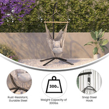 Load image into Gallery viewer, Heavy Duty Hanging Hammock Chair C-Stand with Steel Offset Hardware, Black