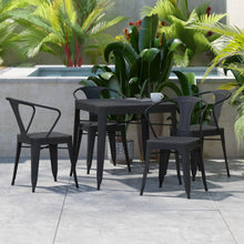 Load image into Gallery viewer, 5 Piece Table and Chairs, 31.5" Table with Top, 4 Metal Chairs with Seats, Black