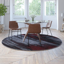 Load image into Gallery viewer, 7' x 7' Round Red Abstract Area Rug - Olefin Rugs