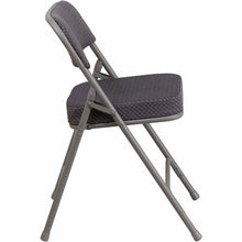 Load image into Gallery viewer, Triple Braced & Double Hinged Gray Fabric Metal Folding Chair pack of 4