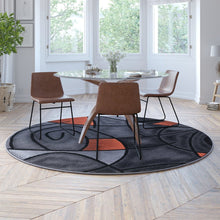 Load image into Gallery viewer, 7' x 7' Round Orange Abstract Area Rug - Olefin Rug