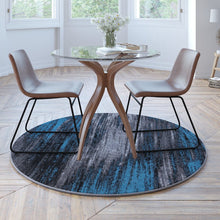 Load image into Gallery viewer, 5' x 5' Round Blue Abstract Area Rug - Olefin Rugs