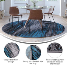 Load image into Gallery viewer, 7' x 7' Round Blue Abstract Area Rug - Olefin Rugs
