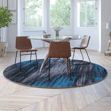 Load image into Gallery viewer, 7' x 7' Round Blue Abstract Area Rug - Olefin Rugs