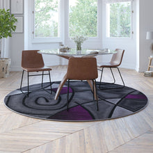 Load image into Gallery viewer, 7' x 7' Round Purple Abstract Area Rug - Olefin Rug