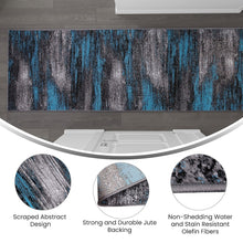 Load image into Gallery viewer, 2' x 10' Blue Abstract Area Rug - Olefin Rug