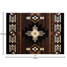 Load image into Gallery viewer, 8' x 10' Chocolate Traditional Southwestern Area Rug - Olefin Fibers