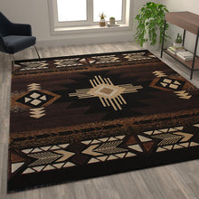 Load image into Gallery viewer, 8' x 10' Chocolate Traditional Southwestern Area Rug - Olefin Fibers