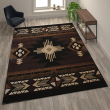 Load image into Gallery viewer, 8' x 10' Chocolate Traditional Southwestern Area Rug - Olefin Fibers