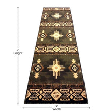 Load image into Gallery viewer, 2' x 7' Sage Traditional Southwestern Area Rug - Olefin Fibers with Jute Backing