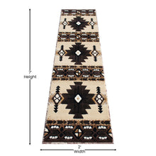 Load image into Gallery viewer, 2' x 7' Brown Traditional Southwestern Area Rug - Olefin Fibers