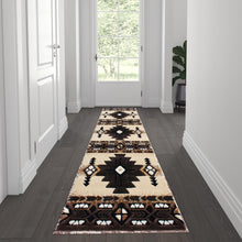 Load image into Gallery viewer, 2' x 7' Brown Traditional Southwestern Area Rug - Olefin Fibers