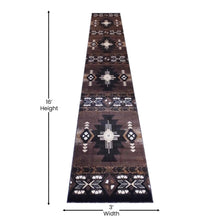 Load image into Gallery viewer, 3' x 16' Chocolate Traditional Southwestern Area Rug - Olefin Fibers