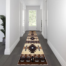 Load image into Gallery viewer, 3' x 16' Brown Traditional Southwestern Area Rug - Olefin Fibers