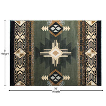 Load image into Gallery viewer, 8' x 10' Sage Traditional Southwestern Area Rug - Olefin Fibers
