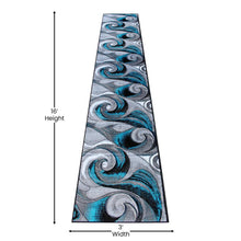 Load image into Gallery viewer, 3' x 15' Olefin Turquoise Ocean Waves Pattern Area Rug