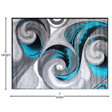 Load image into Gallery viewer, 5' x 7' Olefin Turquoise Ocean Waves Pattern Area Rug