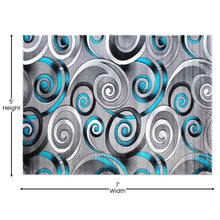 Load image into Gallery viewer, 5' x 7' Turquoise Swirl Olefin Area Rug with Jute Backing