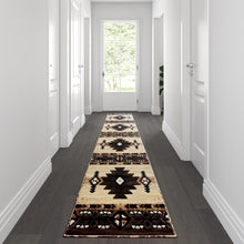 Load image into Gallery viewer, 2' x 10' Brown Traditional Southwestern Area Rug - Olefin Fibers