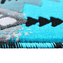 Load image into Gallery viewer, 2' x 11' Turquoise Traditional Southwestern Area Rug - Olefin Fibers