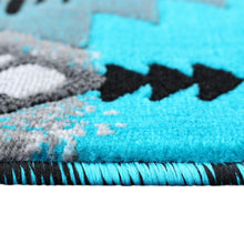 Load image into Gallery viewer, 2' x 7' Turquoise Traditional Southwestern Area Rug - Olefin Fibers