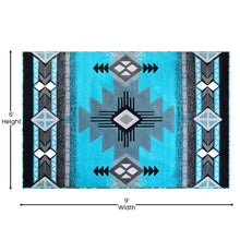 Load image into Gallery viewer, 6' x 9' Turquoise Traditional Southwestern Area Rug - Olefin Fibers