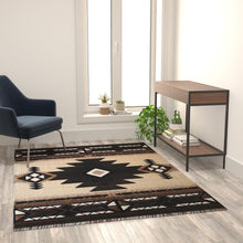 Load image into Gallery viewer, 5' x 7' Brown Traditional Southwestern Area Rug - Olefin Fibers