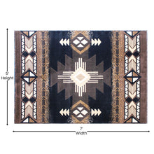 Load image into Gallery viewer, 5' x 7' Black Traditional Southwestern Area Rug - Olefin Fibers