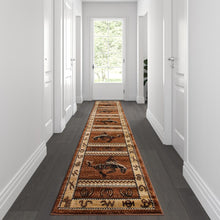 Load image into Gallery viewer, Lodge Style 2' x 7' Round Rooster Area Rug for Indoor Use